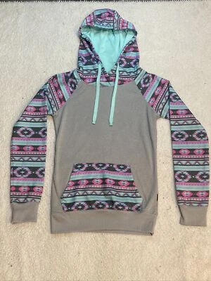Pullover polar colorido con capucha patrón azteca Empyre Em-Tech para mujer talla S Foto 1 de 4