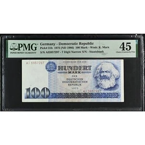 PMG 45 Choice EF Germany - Democratic Republic, 100 Mark 1975 (ND 1986) - Marx - Picture 1 of 2