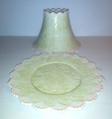 Juego de velas Yankee tarro de porcelana plato y adorno de sombra encaje rosa Foto 1 de 4