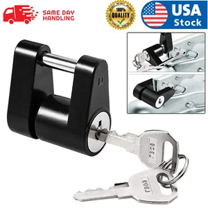 Trailer Hitch Coupler Lock Dia 1/4" Span 3/4" for Tow Boat RV Truck Car + 2 Keys - Picture 1 of 12