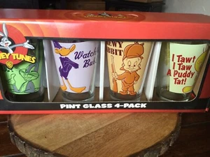 Warner Brothers Looney Tunes 16oz Pint Glass 4 Pack - New - Picture 1 of 2
