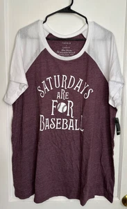 NWT Torrid Size 3 22/24 Saturdays Are For Baseball Short Sleeve Raglan T-Shirt - Picture 1 of 5
