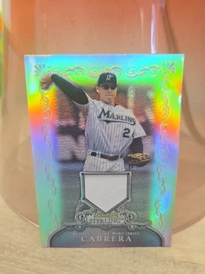 Camiseta deportiva Bowman Sterling 2006 Miguel Cabrera #BS-MC, auténtica usada en juegos Foto 1 de 2