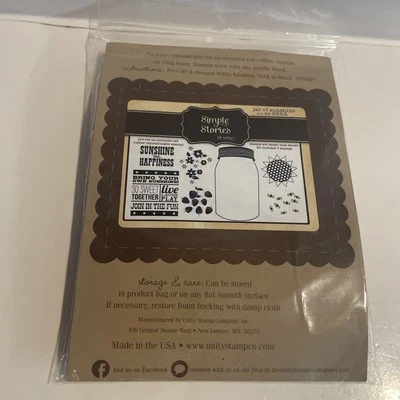 Unity Stamp Co JAR OF SUNSHINE SIMPLE STORIES  Set Rubber 7PC - Imagem 1 de 4