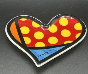 ROMERO BRITTO Herzförmige kleine Keramik Porzellan Schmuck Schale Schmuck Tablett BN19 - Bild 1 von 4