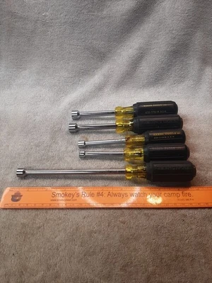 Klein Tools Lot USA Nut Driver Set 5 Piece 11/32 mag* 7/16 *7/16 Mag* 5/16 * 1/4 - Image 1 of 4