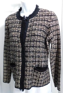 J MCLAUGHLIN Women's Black Beige Gold Tweed Lotte Cardigan Sweater Sz S - Picture 1 of 6