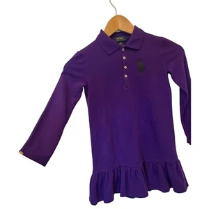 Ralph Lauren Purple Dress Long Sleeve Ruffle Hem Girls SZ 6X - Picture 1 of 6