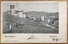 cartolina viaggiata 1905 PANORAMA SALSOMAGGIORE contadini Chiesa San Vitale