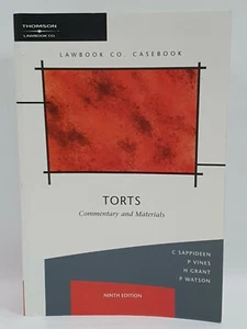TORTS Commentary and Materials, 9th Edition 2006 Sappideen, Lawbook Co Casebook - Picture 1 of 12