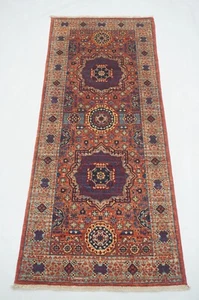 2 x 5 ft Orange Turkish Mamluk Fine quality Hand knotted Medallion Runner Rug - Picture 1 of 17