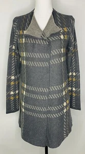 Charter Club Sweater Coat Size Small Open Front Large Gray Plaid  Lagenlook - Picture 1 of 9