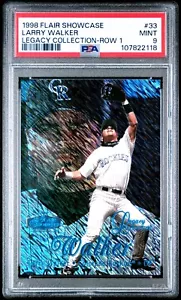 1998 FLAIR SHOWCASE REAL ROW 1 LEGACY COLL #33 LARRY WALKER #094/100 PSA 9 MINT - Picture 1 of 2