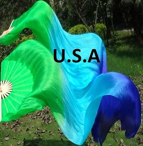  Silk Fan Veils 100% Silk Belly Dance U.S.A STORE  - Picture 1 of 2