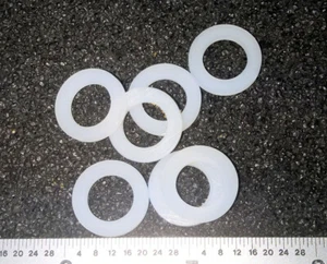 PLAIN FLAT WASHERS 3/8" HOLE X 5/8" OD X 1/32" THICK NYLON - 100 pcs - Picture 1 of 1