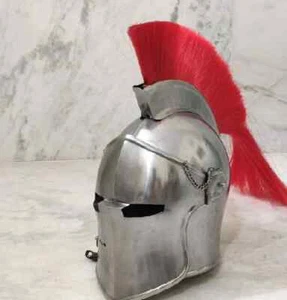 BARBUDA Knight Halloween helmet with plume , functional medieval wearable - Picture 1 of 5