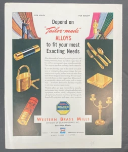 Western Brass Mills Vintage Print Ad Flatware Kinsey Whisky 10.5 x 13 Inches - Picture 1 of 2