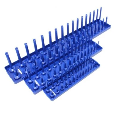 US PRO SOCKET RAIL 3PC METRIC 1/4" 3/8" 1/2" ORGANIZER TRAY RACK STORAGE HOLDER - Image 1 of 4