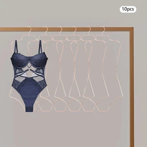 Paquete de 10 perchas de alambre de metal con forma de cuerpo de oro rosa - Imagen 1 de 20