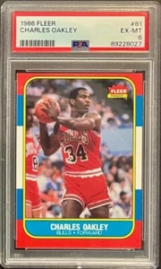 1986 Fleer Basketball CHARLES OAKLEY RC #81 Chicago Bulls PSA 6 EX-MT Mint New - Picture 1 of 2