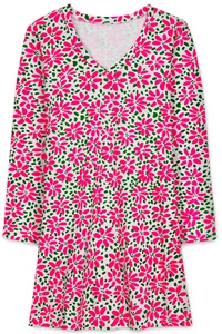 Women's Dress - Pink Green Printed Dress - Mini Dress - 2XL - Jersey Cotton - Picture 1 of 3
