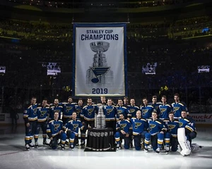 St Louis Blues 2019 Stanley Cup Champions Banner 8x10 NHL Hockey Team Foto - Imagen 1 de 1