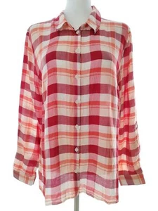 Dorothy perkins Größe 44 Orange Knopf Hemd Bluse Viskose Langarm Kariert - Bild 1 von 5