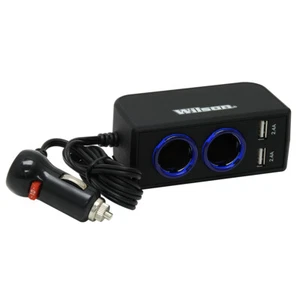Wilson Dual 12 Volt USB Adapter with 3-Foot Cord - Cigarette Lighter Splitter Ad - Picture 1 of 2
