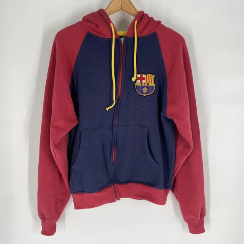 FC Barcelona FCB Mens Red Blue Colorblock Soccer Football Full Zip Hoodie Size S Cover
