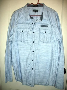 Eighty Eight Platinum Men's sz XXL Button Down Shirt Blue Heather Stripe *NWOT* - Picture 1 of 7