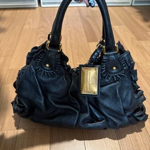 Rare Dolce & Gabbana Hand Bag Tote Purse Leopard Leather Black Auth  from JAPAN - Picture 1 of 24