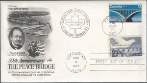 Scott 1721 FDC - 13 cent - 1977 - Dual Postmarked, Stamped - Peace Bridge - FDOI - Picture 1 of 2