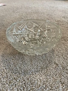 VINTAGE Cut Glass Bowl NICE 3 toe foot sawtooth - Picture 1 of 9