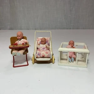 Cochecito de madera blanco Caco 3 de colección, corralito de madera, casa de muñecas Caco Baby etiquetada Alemania - Imagen 1 de 6