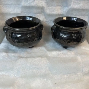 Vtg McCoy Pottery Hammered Bronze Copper Bean Pot Bowl Cauldron Witch Kitchy - Picture 1 of 7