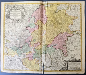 c.1740 Homann Heirs Map Circulus Rhenanus Superior Upper Rhenish Circle Germany - Picture 1 of 6