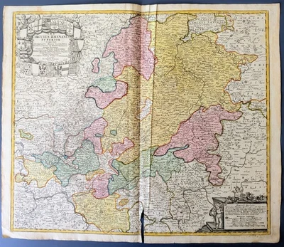 c.1740 Homann Heirs Map Circulus Rhenanus Superior Upper Rhenish Circle Germany - Image 1 of 4