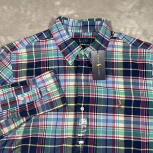 Polo Ralph Lauren nuova con etichette camicia uomo XL Oxford carne pony quadri righe slim fit - Foto 1 di 18
