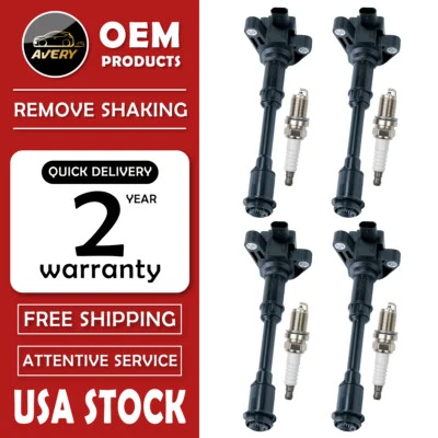4 Ignition Coils + 4 Spark Plugs for Ford Escape Fiesta Fusion 2013-2016 1.6L I4 - Изображение 1 из 4