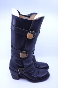 Fiorentini + Baker Eternity Engineer Moto Boots Leather 3 Buckle Womens 37 US 7 - Picture 1 of 7