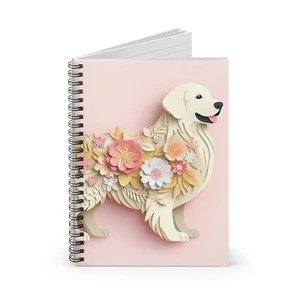Spiral Notebook Ruled Line Side Profile of Golden Retriever Papercraft Design 2 - Picture 1 of 6