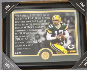 Aaron rodgers collectible photo framed bronze coin highland mint 13"x16" #57 - Picture 1 of 8