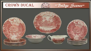 "Bridge Scenes" von Crown Ducal Teile zur Wahl: teller platte  england sauciere - Bild 1 von 16