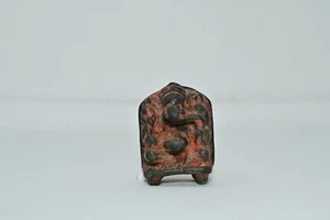 Antica statua Ganesha in pietra scolpita a mano sacro culto tribale dio indù NH6669 - Foto 1 di 6