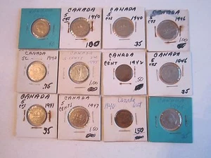 LOT OF (30) 1940'S CANADA COINS - NICKELS & PENNIES ALL IN COIN SLEEVES - TUB A3 - Picture 1 of 6