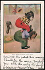BUSY BEAR Antiqiue Postcard Austen Dressed Playing Leap Frog Old Vtg Greeting