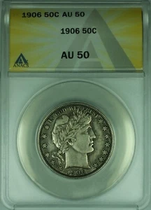 1906 Barber Silver Half Dollar  ANACS AU-50 - Picture 1 of 2