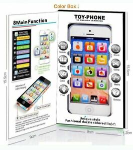 Toy Phone Kids Christmas Educational English Learning Mobile Black / White 