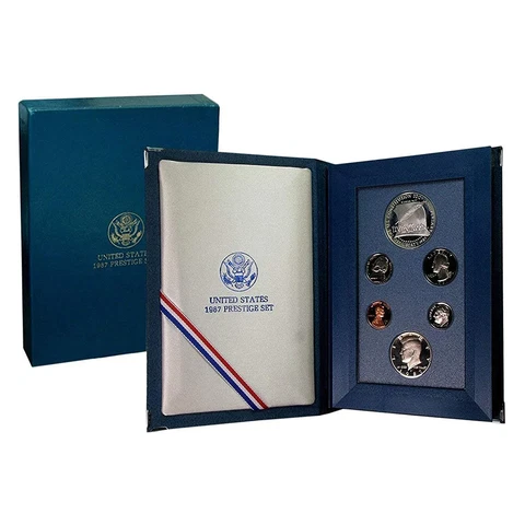 1987-U.S. Prestige Proof Set: 6-Coin Set with Box & COA Cover