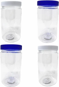 4 Pack of 40oz Plastic Jars With Lids, Airtight Container Set for Food Storag... - Picture 1 of 12